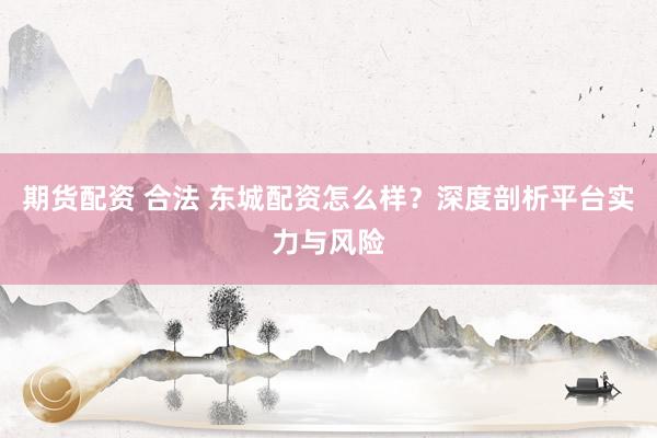 期货配资 合法 东城配资怎么样？深度剖析平台实力与风险