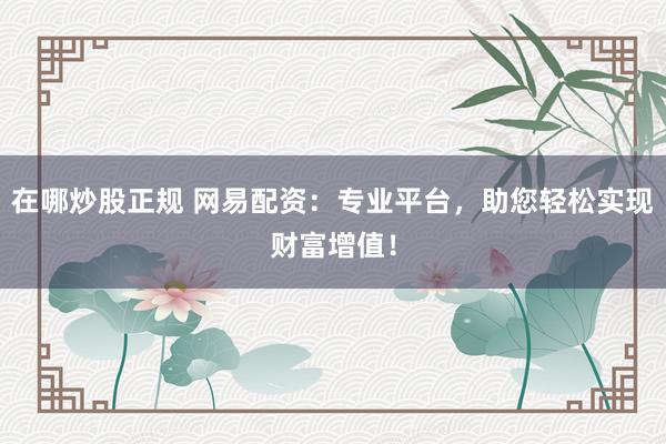 在哪炒股正规 网易配资:专业平台,助您轻松实现财富增值!