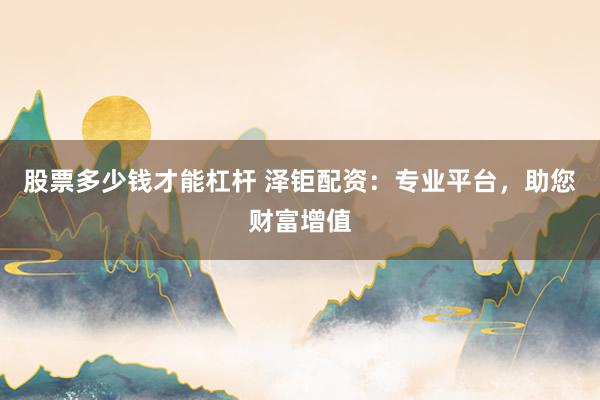 股票多少钱才能杠杆 泽钜配资：专业平台，助您财富增值