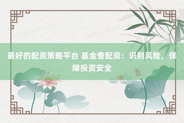 最好的配资策略平台 基金查配资：识别风险，保障投资安全